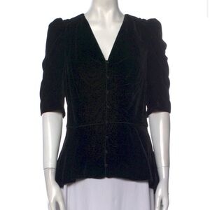 Veronica Beard Velvet Peplum Top Sz 6
